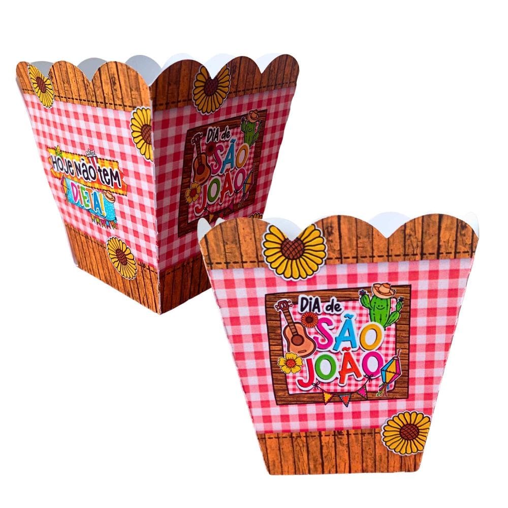 Caixinhas De Pipoca Festa Junina Xadrez Kit 40 Unidades