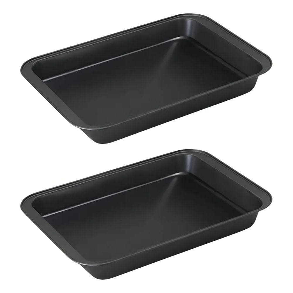 2 Forma Assadeira Antiaderente Retangular Aço Carbono
