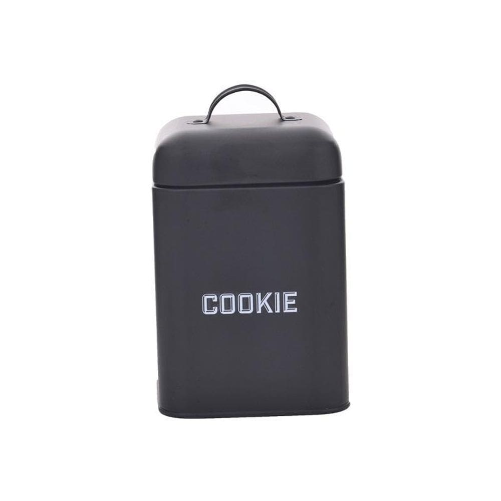 Lata Cookie Retrô Preta 12X19X12Cm Aço