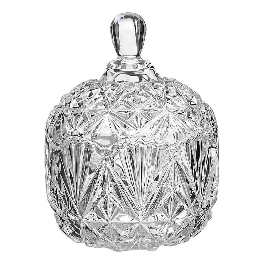 Bomboniere De Vidro Relevo Tampa Cristal Isabela Hauskraft C