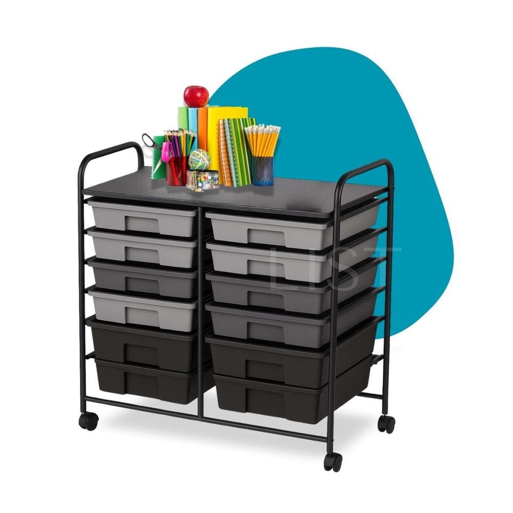 Carrinho Organizador Multiuso Em Aço 12 Gavetas Com Alça