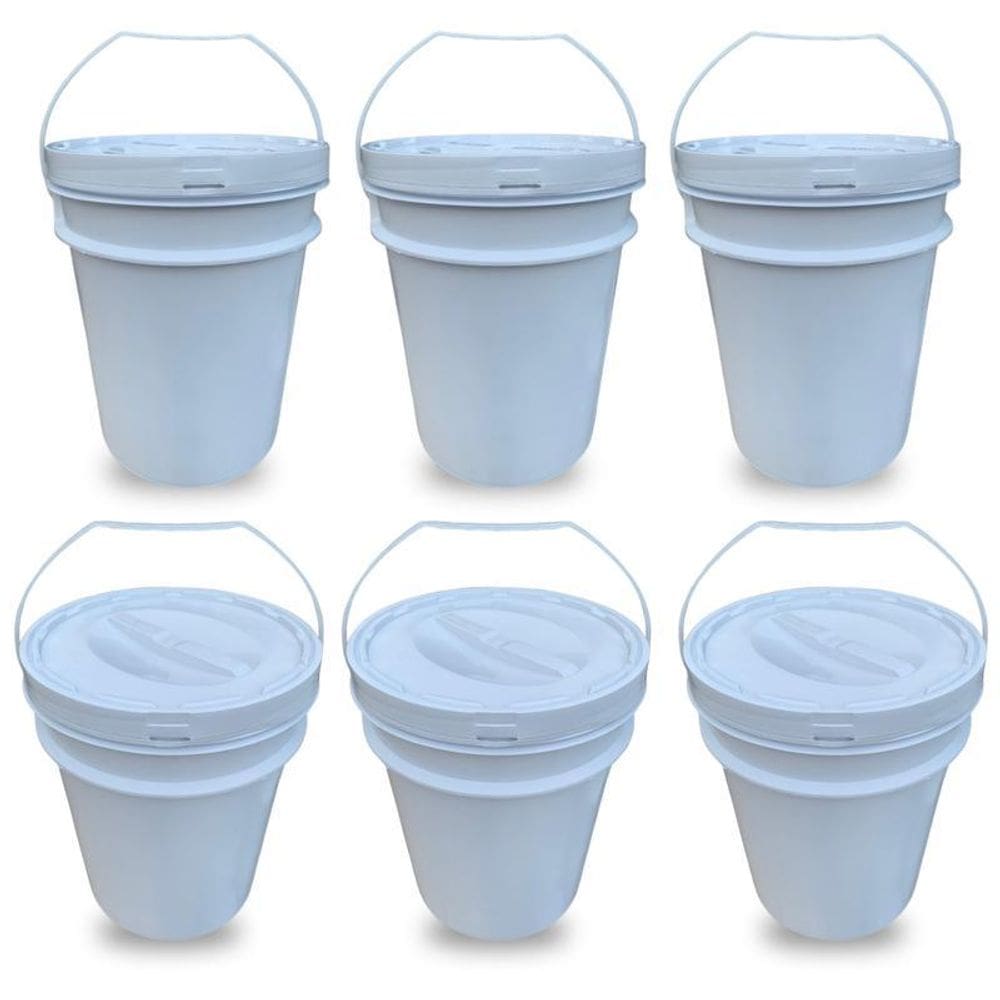 Balde Para Decoração De 20 L E Tampa Rosca - Kit 6 Pçs