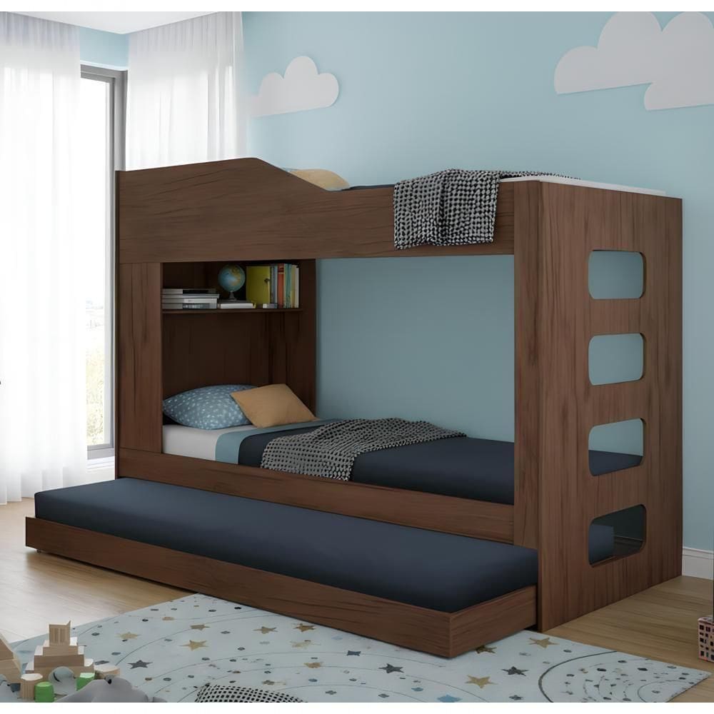 Beliche Treliche Cama Auxiliar 2 Em 1 Com Prateleira - Amendoa Amendoa