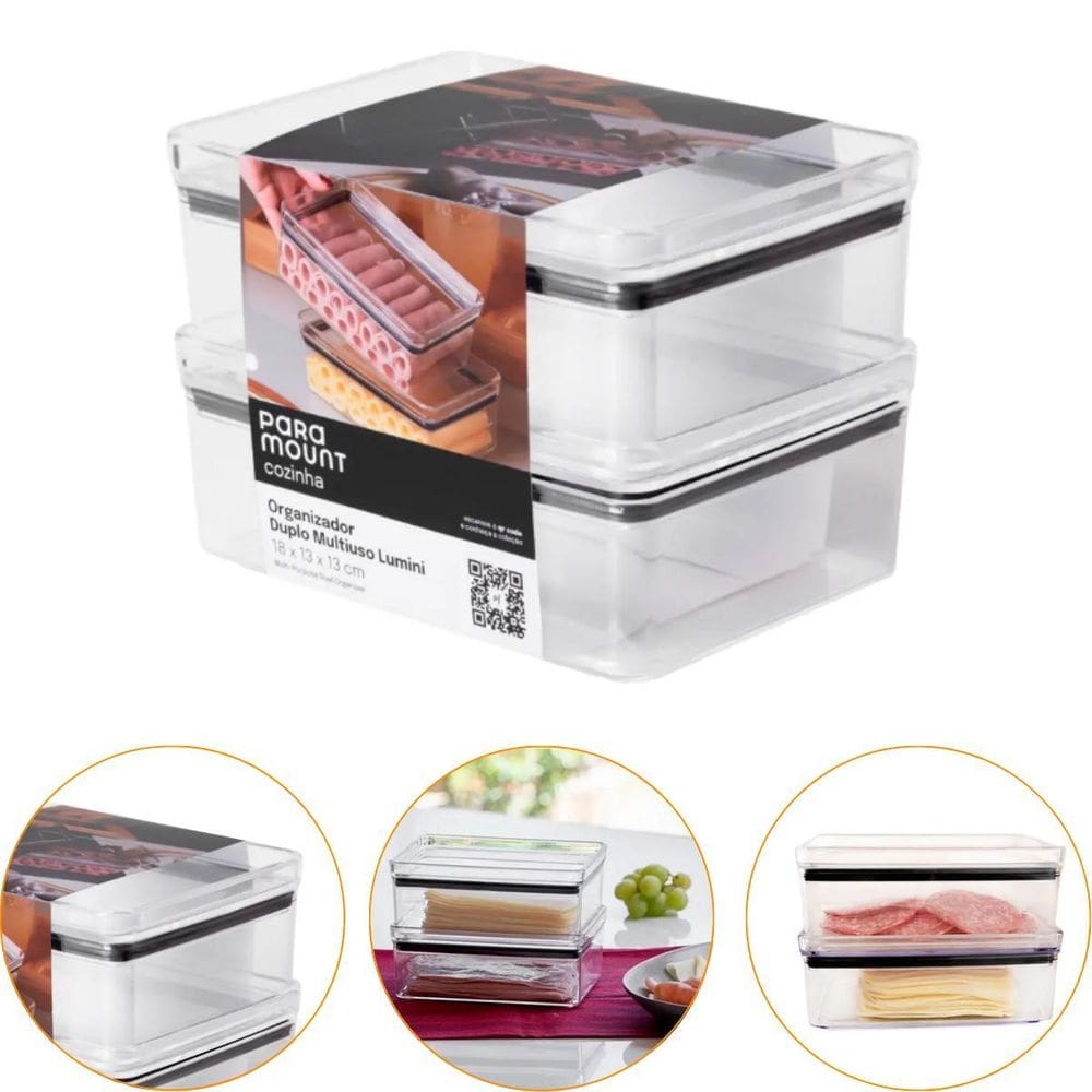 Organizador Duplo Lumini Para Frios E Alimentos - Cristal Ps