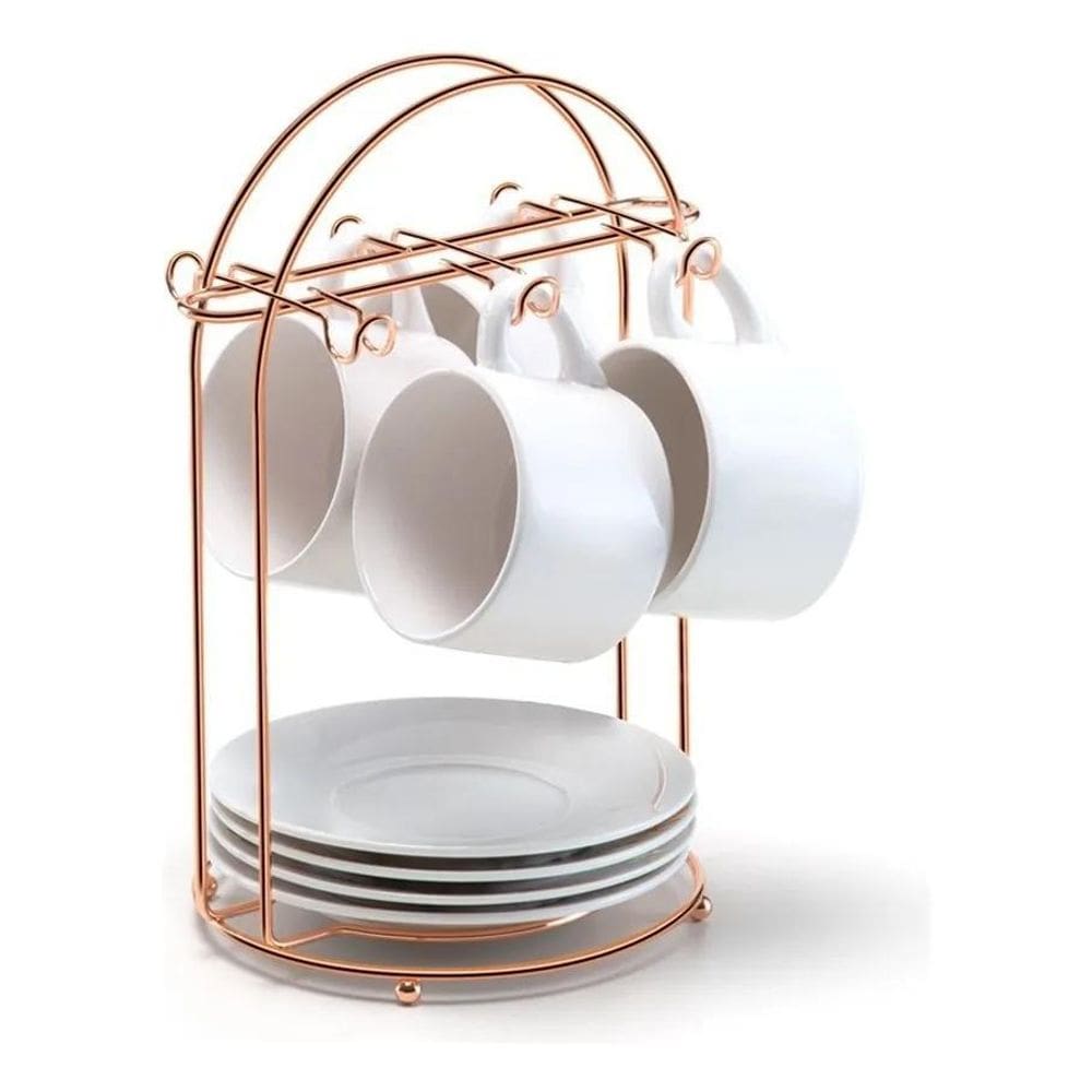 2X Suporte Organizador Para Xícaras De Chá Luxo Rose Gold