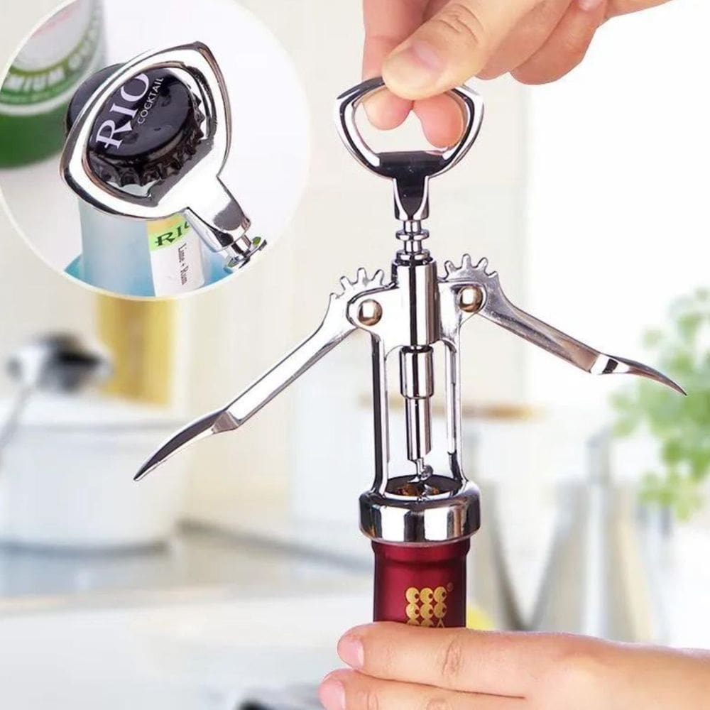 Abridor De Vinho E Cerveja Multiuso Saca Rolhas Bebidas Aço