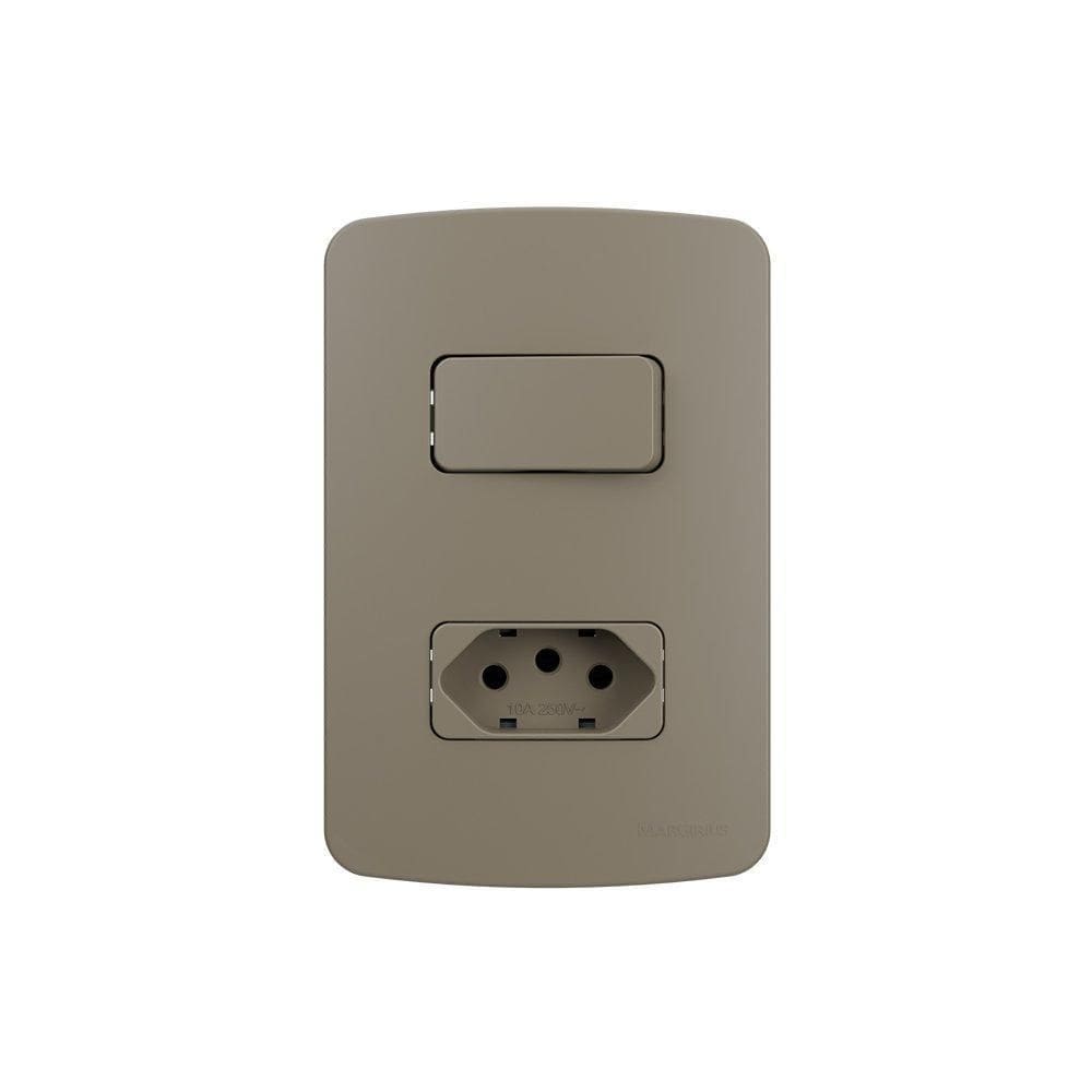 Interruptor Simp+Tomada 2P+T 10A Margirius B3Colors Placa4X2