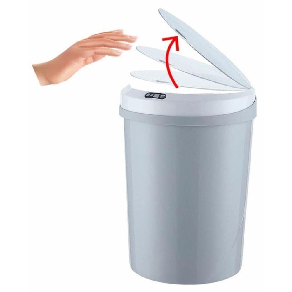 Lixeira Automática Redonda 12 Litros Com Sensor Cinza