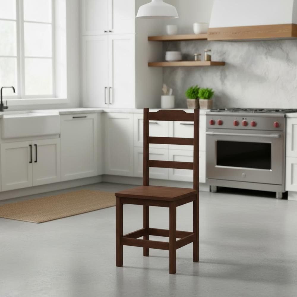 Kit Com 2 Cadeiras De Jantar Madeira Maciça Perola - Castanho Sem Estofado