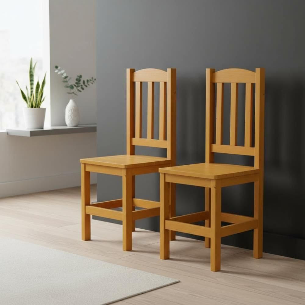 Kit 2 Cadeiras Em Madeira Maciça Reforçada Diamante - Mel Sem Estofado