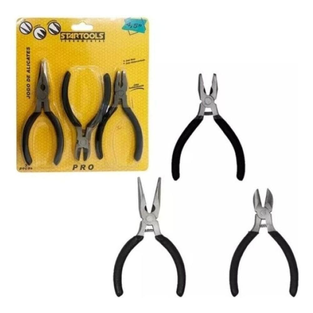 Jogo 3 Mini Alicates 4,5 De Precisão Durável