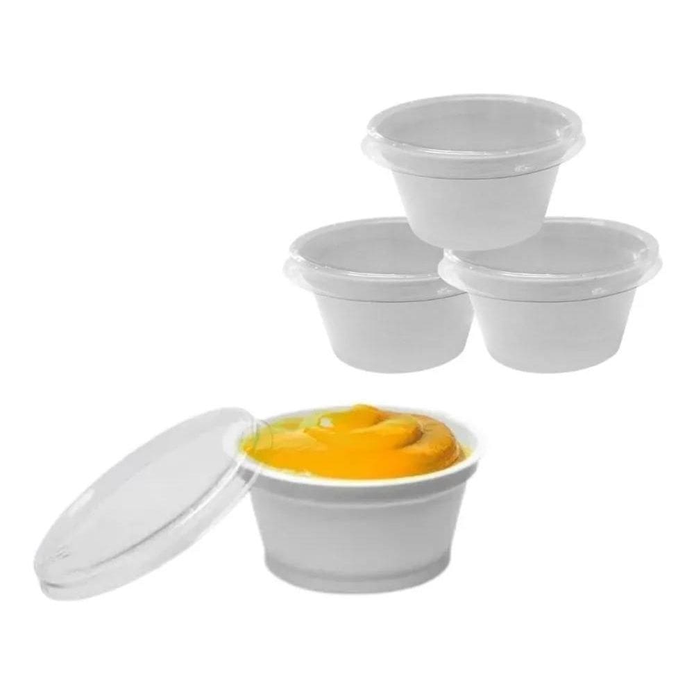 100Un Potinho Molheira Pote Descartável Molho Com Tampa 30Ml