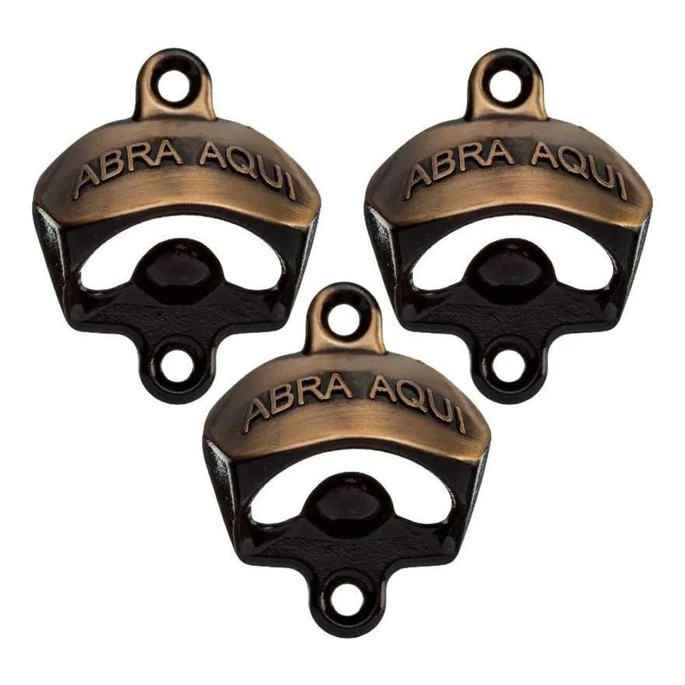 2X Kit 3 Abridor Garrafa De Parede Pequeno Vintage Abra Aqui