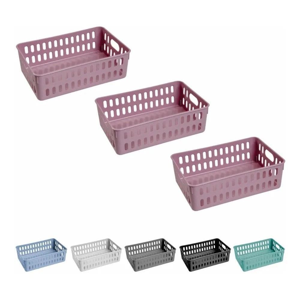 Cesto Decorativo Caixa Organizadora Cozinha Casa - Kit Com 3