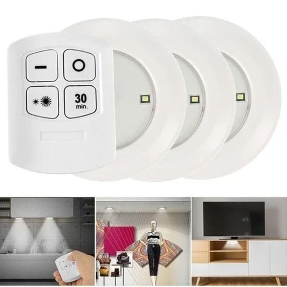 Kit 3 Luminárias Led Com Controle Remoto Conjunto