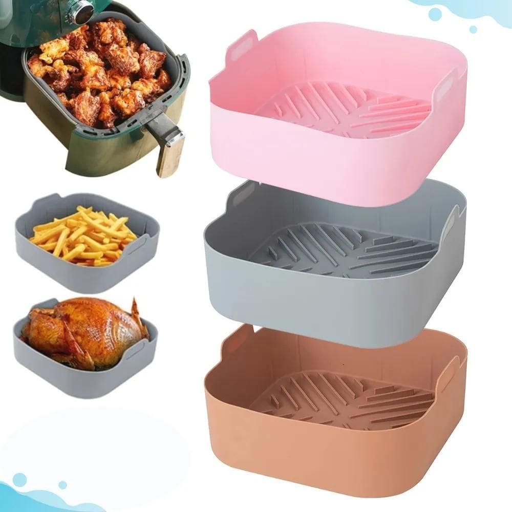 2X 03 Forma Silicone Air Fryer Reutilizavel Protetor 20Cm