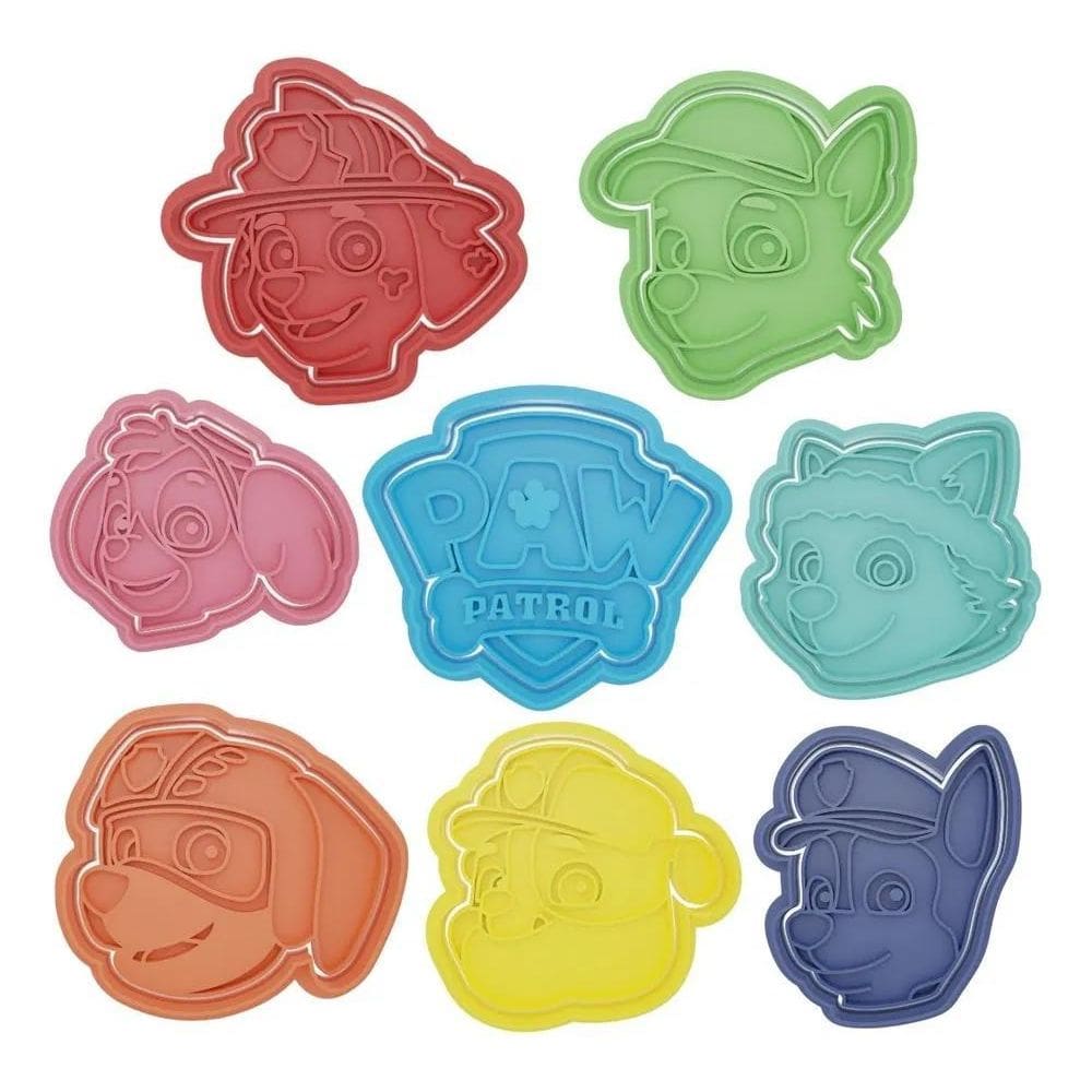 Kit 8 Cortador Marcador Patrulha Canina Paw Pasta Cookie