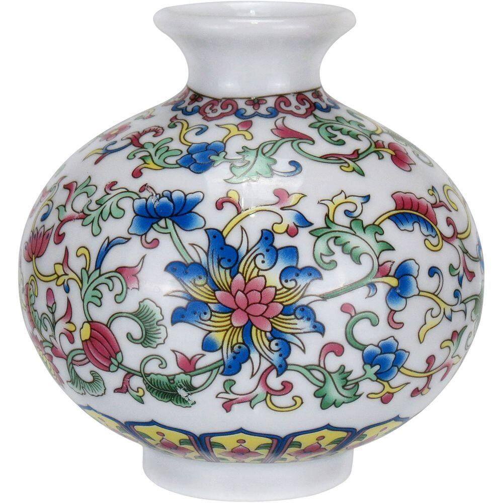 Vaso Decoativo Enfeite Casa Redondo Cerâmica 9x9cm Colorido