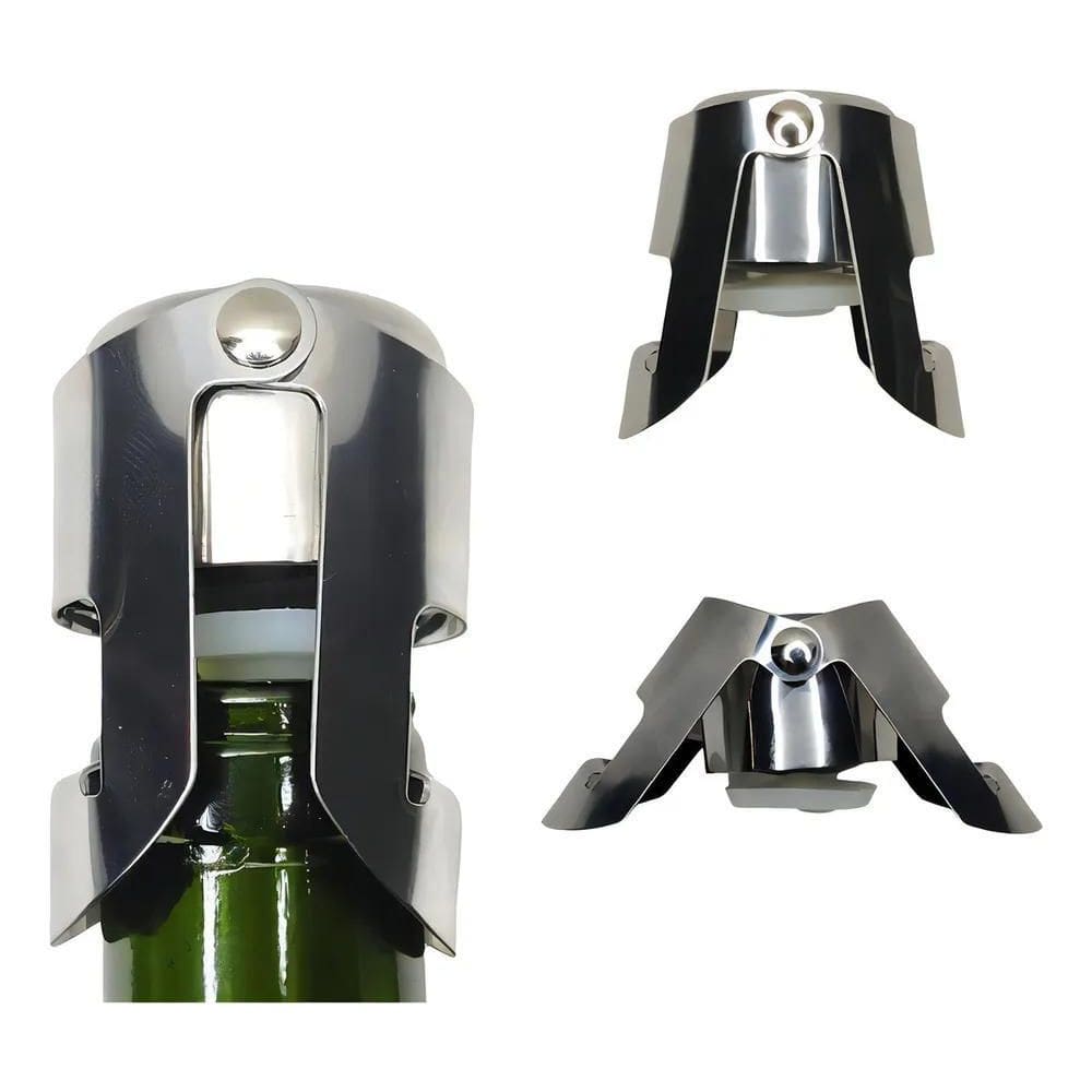 3X Tampa Garrafa Champanhe Inox Champagne Espumante Hermetic
