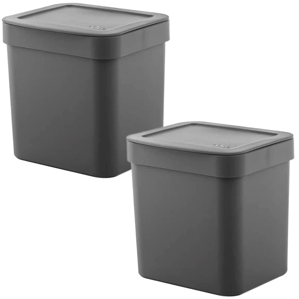 Jogo Lixeiras Cozinha E Banheiro 2,5L 2 Peças Trium Cinza Ou