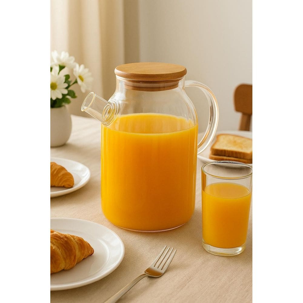 Jarra De Vidro Com Tampa De Bambu 1700Ml Vitalis Transparent