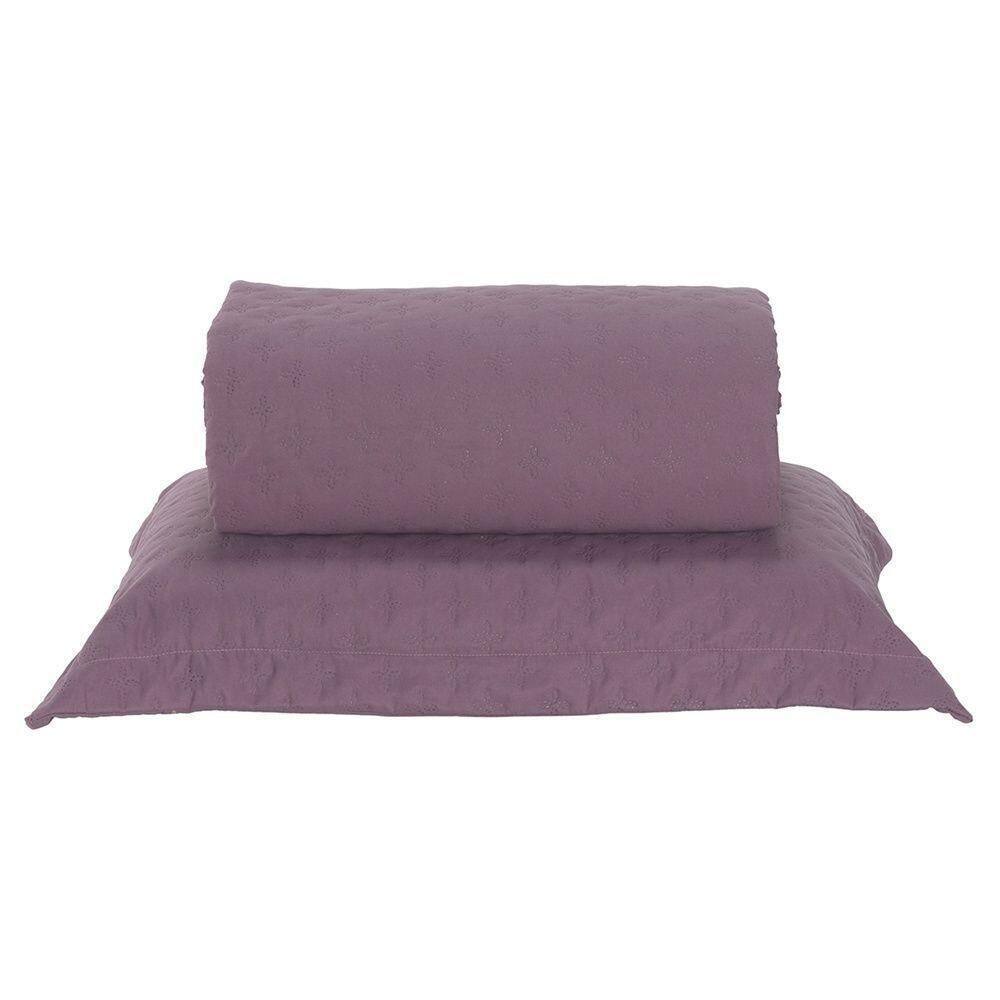 Kit Cobre Leito Milão Solteiro 2 Peças 100% Poliéster - Rose Cassis / Branco