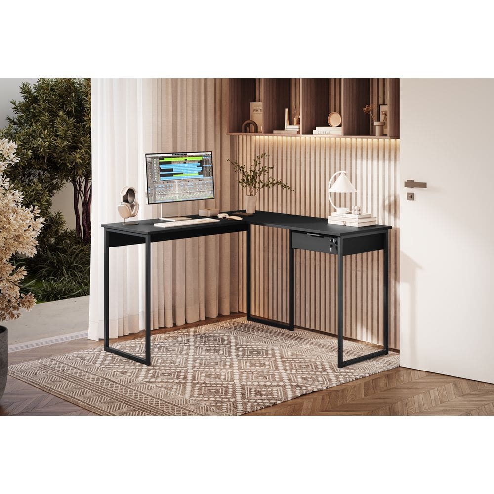 Estação de Trabalho Pleno Móveis Onix L com gavetas Preto