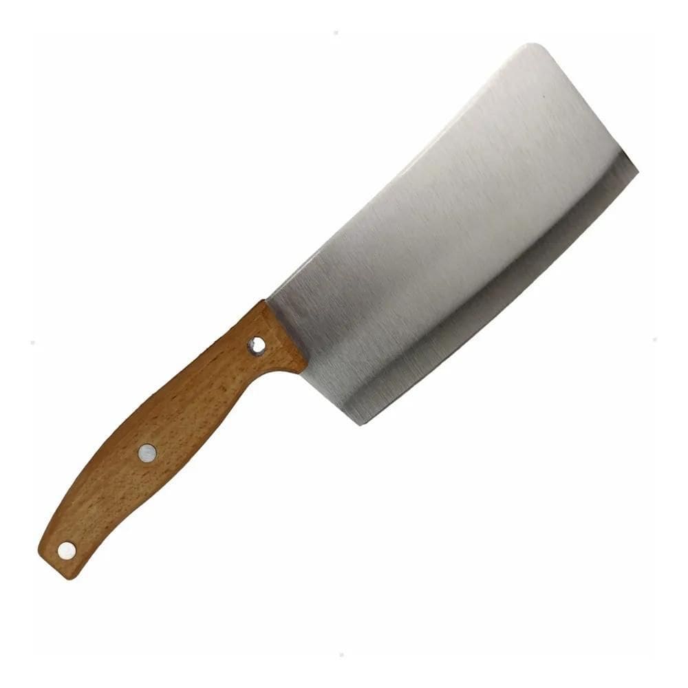 Faca Cutelo De Cozinha Chinês Lâmina Aço Inox Cabo Madeira