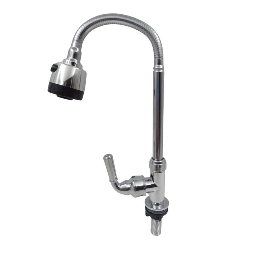 Torneira Gourmet Flexível De Parede Com Ducha Cromado Inox Rotação De 360° Cozinha Lavanderia