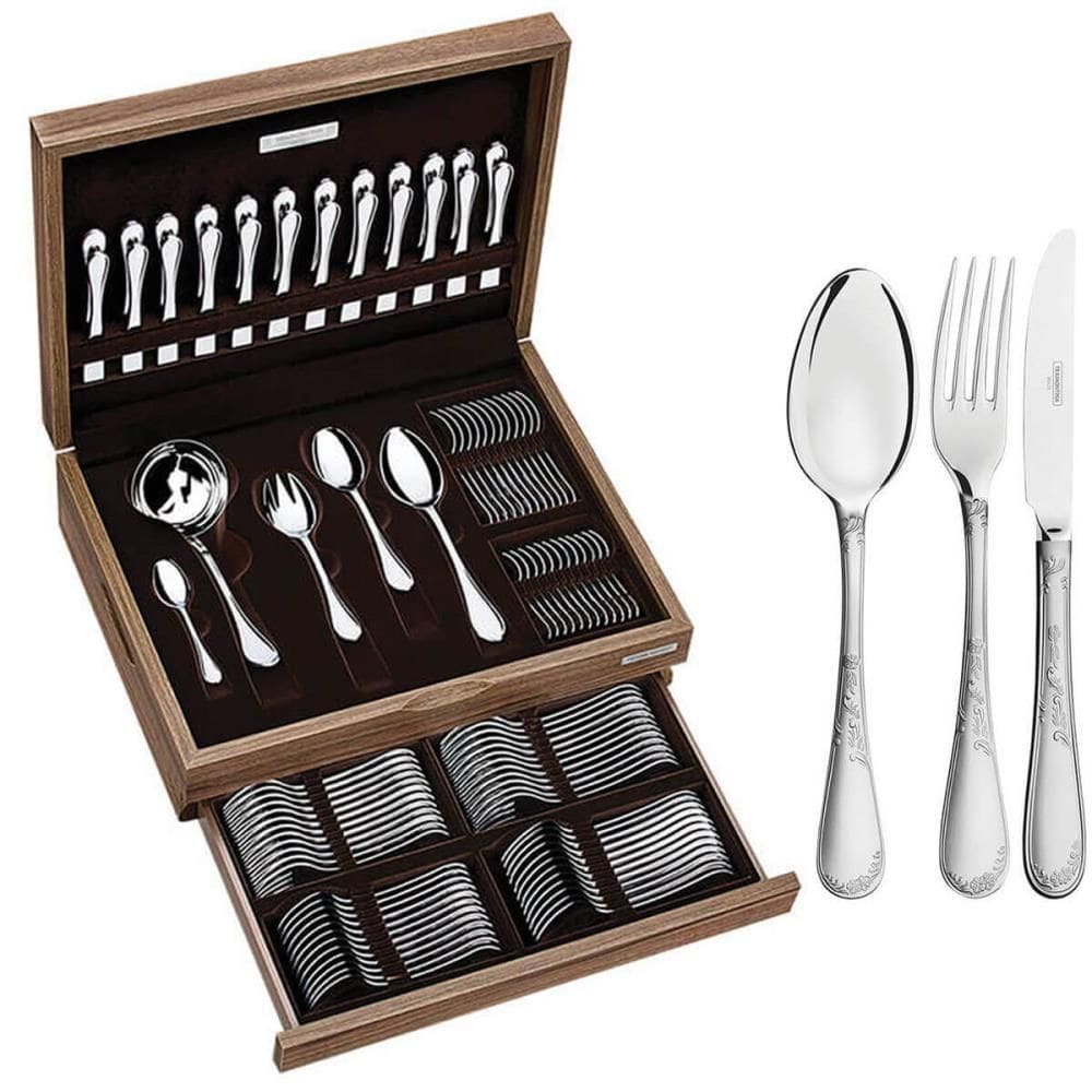 Faqueiro Tramontina Renascença Em Inox 101 Peças Acabamento Brilho E Fosco Alto Relevo 66929215