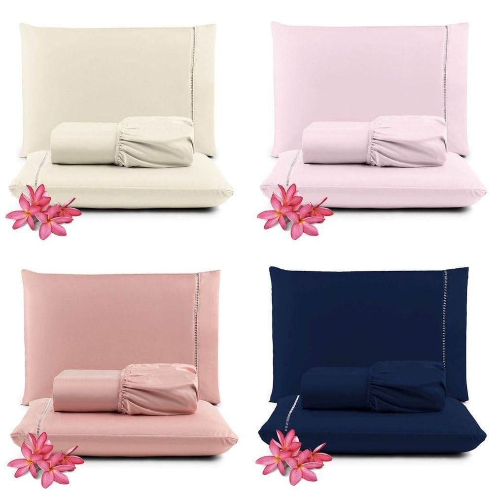 Kit Jogo De Cama Lençol Queen Pratik 3 Peças Com 4 Un. Cores 2 - 100% Poliéster