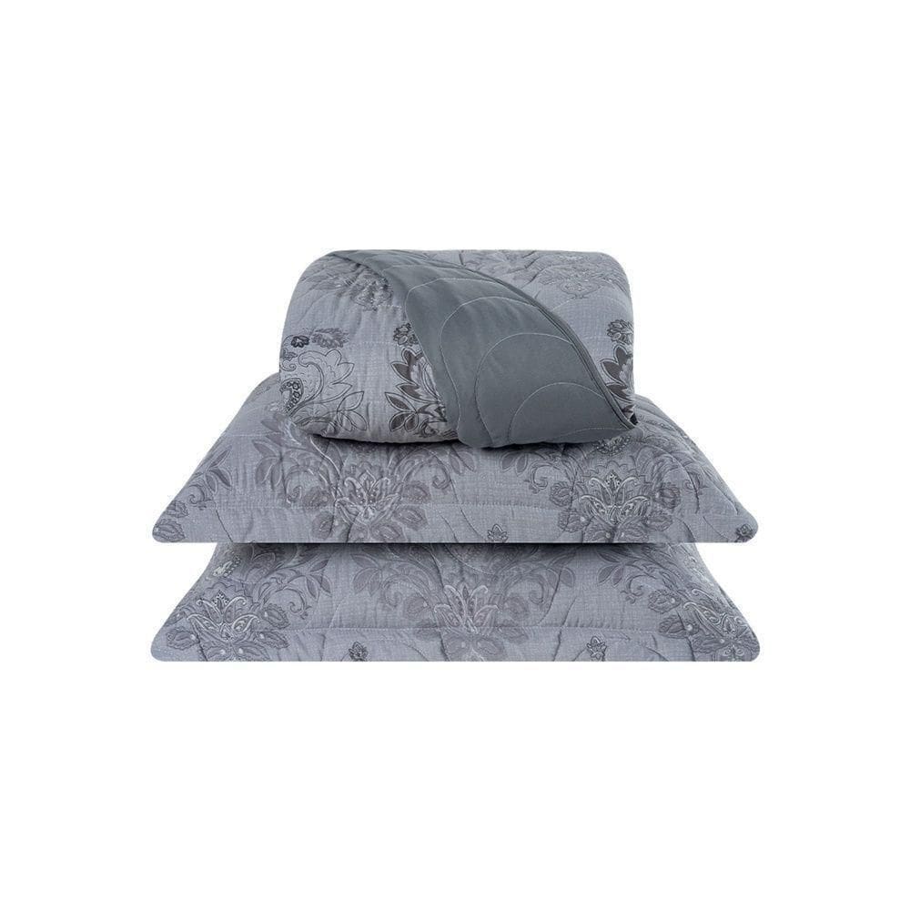 Cobre Leito 3 Peças Queen Percal 200 Fios Colori 100% Poliéster - Arabesco Grafite