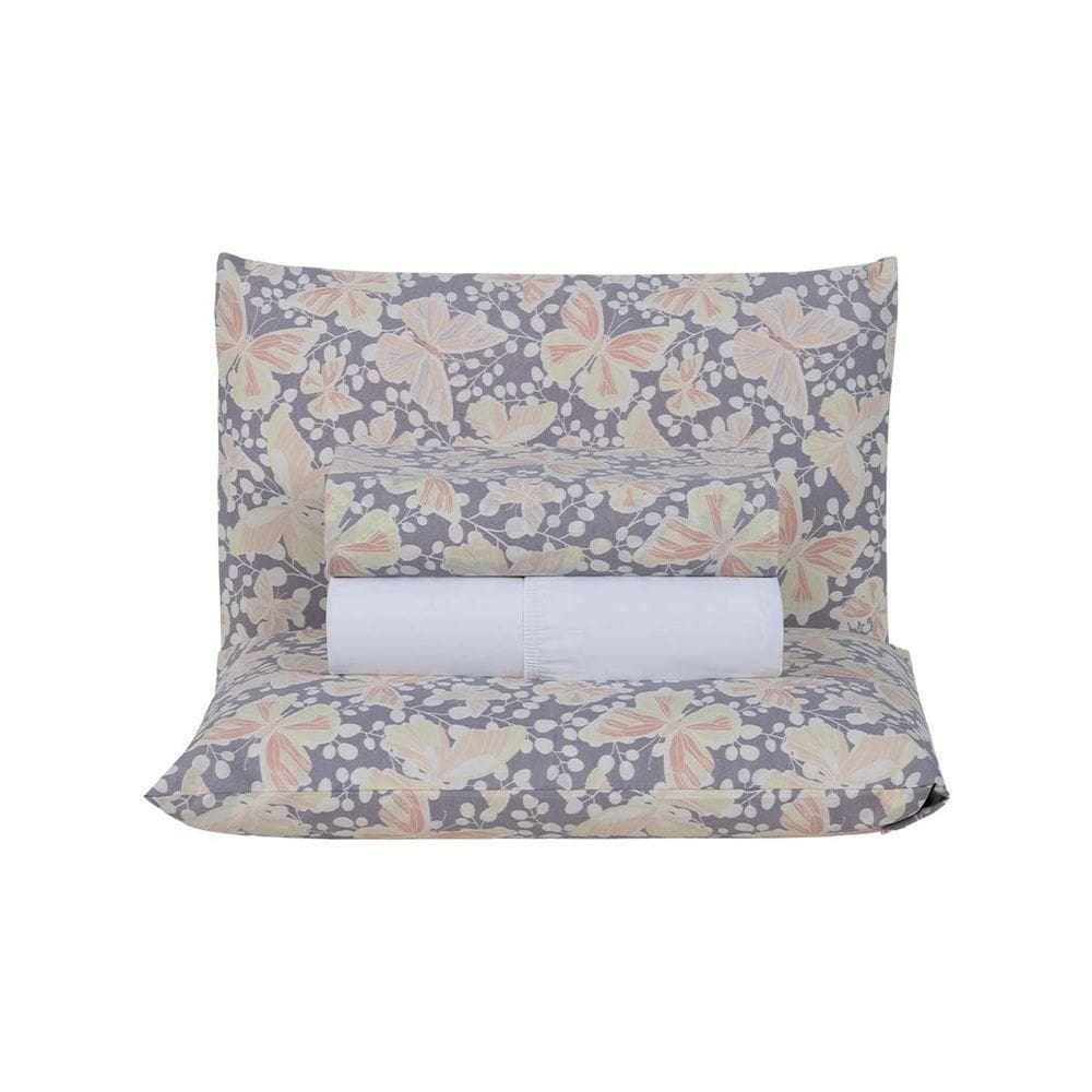 Jogo De Lençol 4 Peças Casal Percal 180 Fios Homme 60% Algodão 40% Poliéster - Peplum Salmão