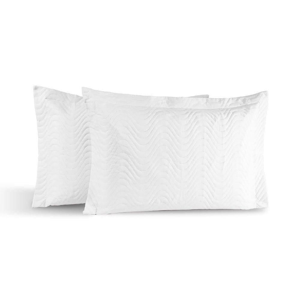 Kit 02 Portas Travesseiros Percal 180 Fios Silver 60% Algodão 40% Poliéster - Branco