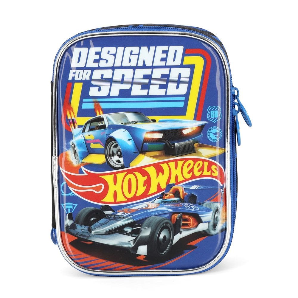Estojo Box Hot Wheels Juvenil Escolar Azul Luxcel Up4you
