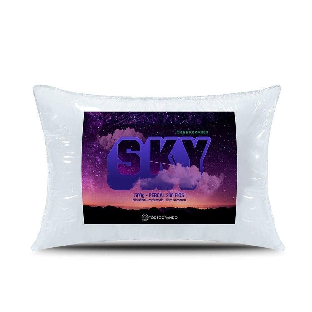 Travesseiro Sky Percal 200 Fios 100% Poliéster - Fibra Siliconada - Branco