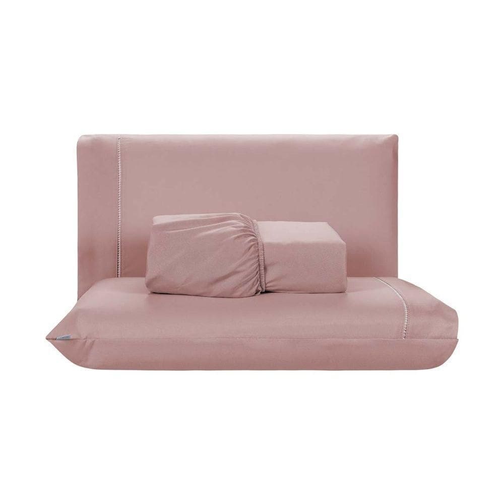 Jogo De Lençol 3 Peças Casal Percal 200 Fios De Poliéster Sleep 100% Poliéster - Rosê