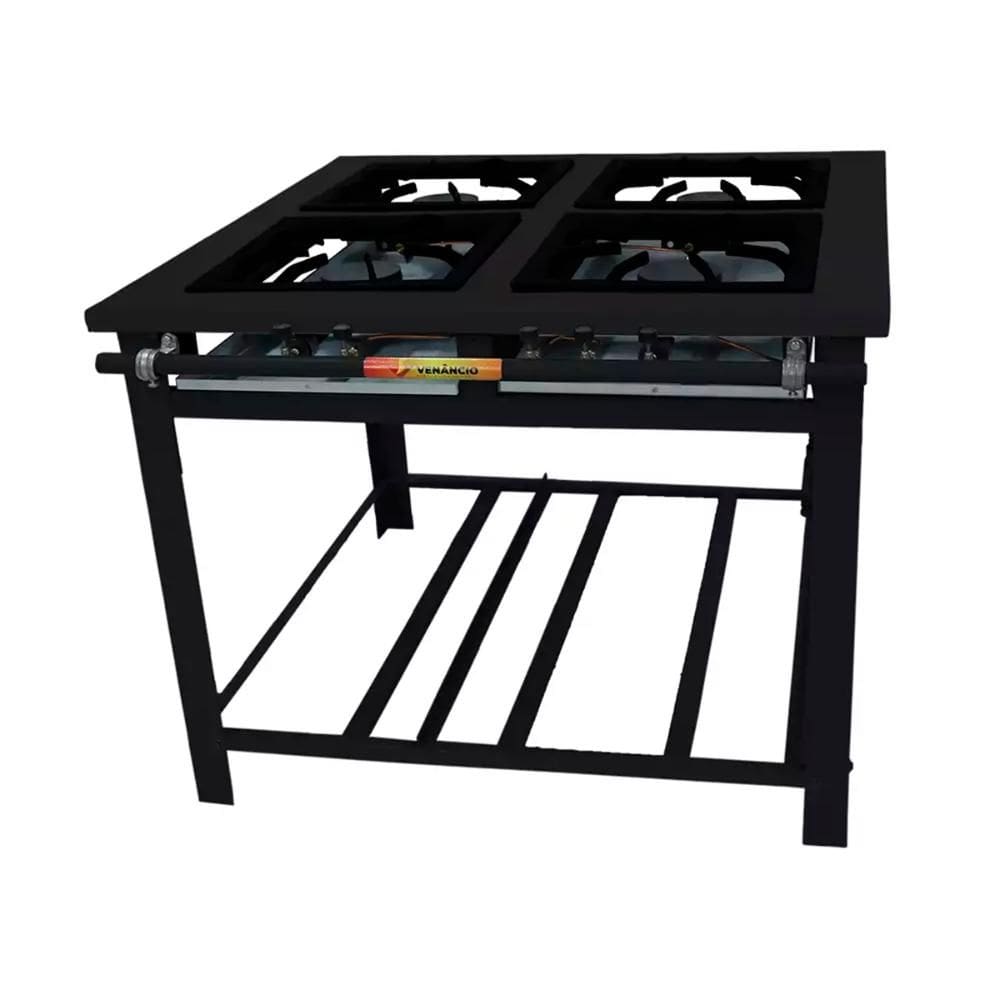 Fogão Industrial Venâncio com 4 Bocas de Ferro Alta Pressão Espera para forno Vap4