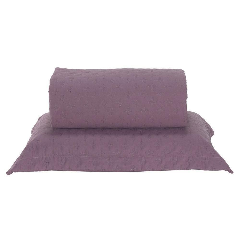 Kit Cobre Leito Milão Solteiro 2 Peças 100% Poliéster - Rose Cassis / Branco