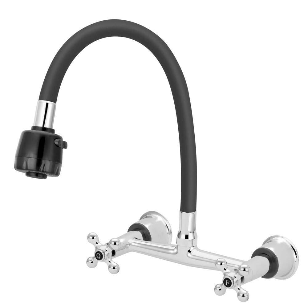Torneira Misturador Parede Cozinha Flexível Duplo Jato 1/4V.
