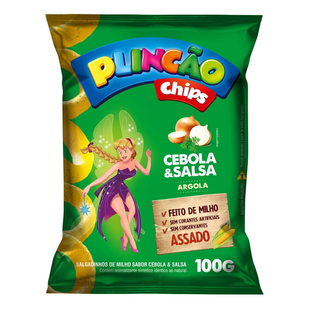 Salgadinho de Milho Plincão Chips Sabor Cebola e Salsa Argola 100g