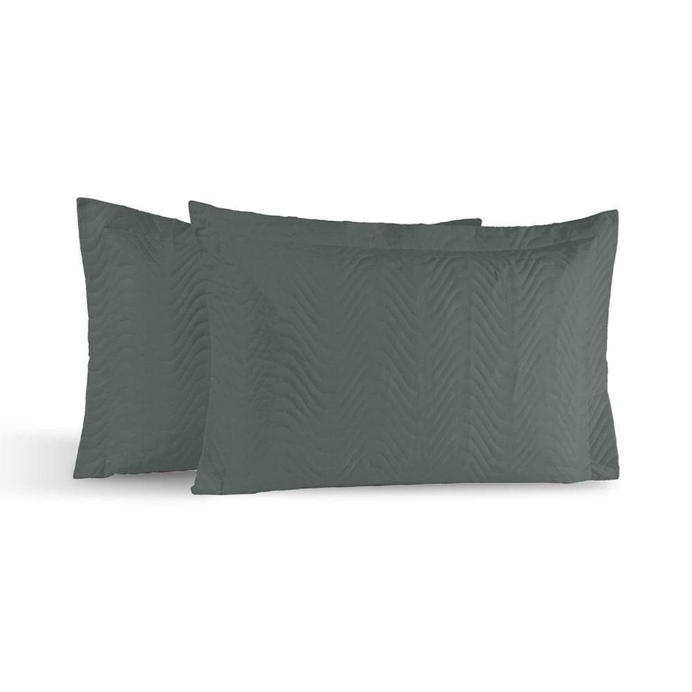 Kit 02 Portas Travesseiros Percal 180 Fios Silver 60% Algodão 40% Poliéster - Grafite