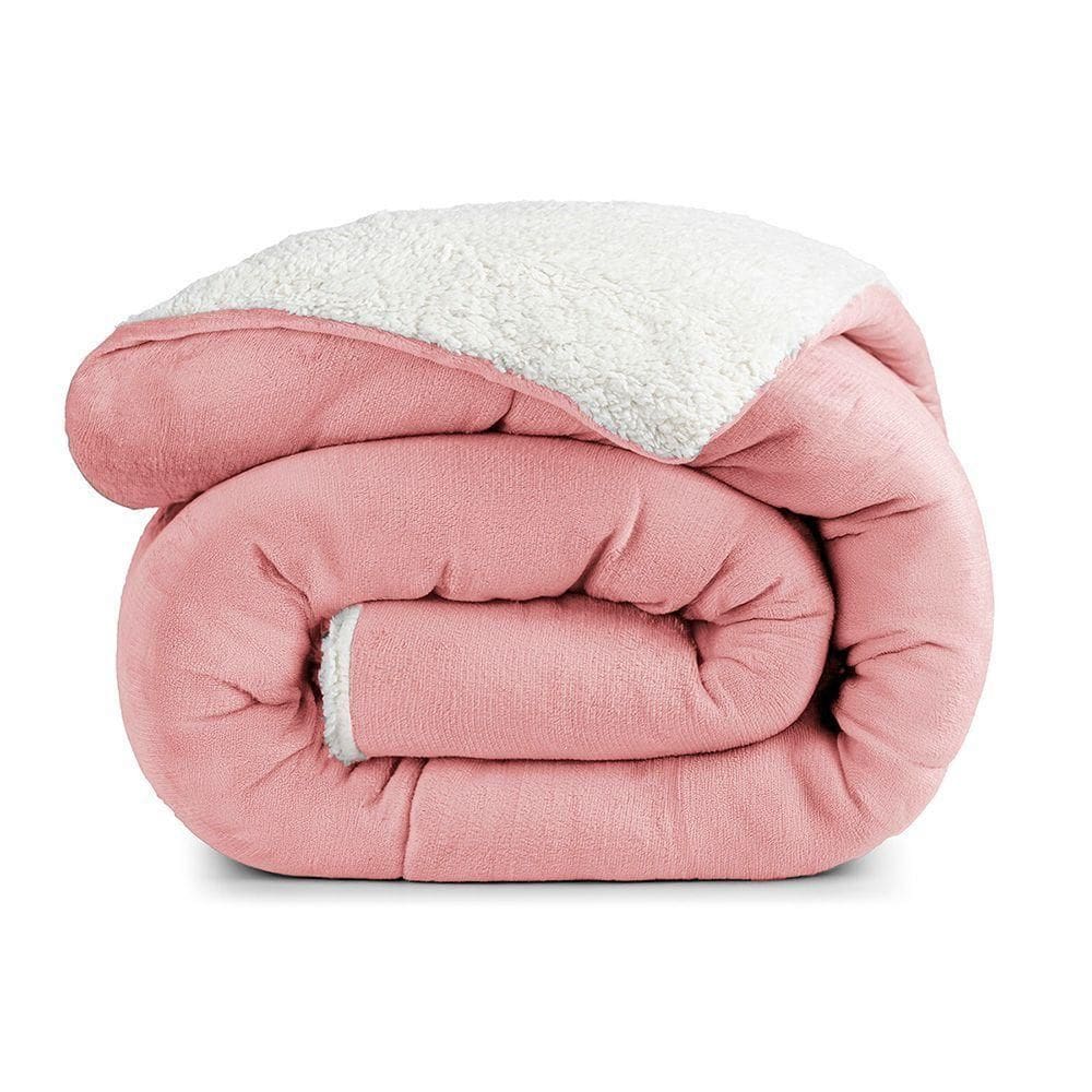 Edredom Coberdrom Insinuante King Sherpa Toque Lã Carneiro - Rosa - 100% Poliéster