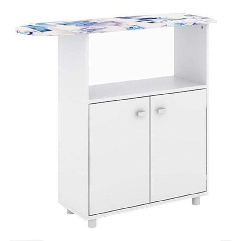 Balcão com Tábua de Passar 2 Portas Tecno Mobili, Branco 90 cm