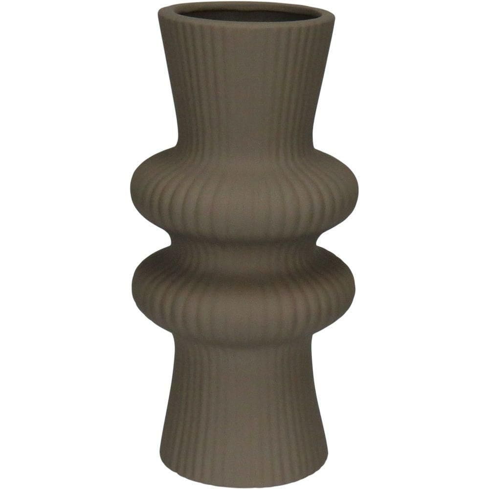 Vaso Decorativo Enfeite Redondo Home&co Cerâmica 25x12 Cinza