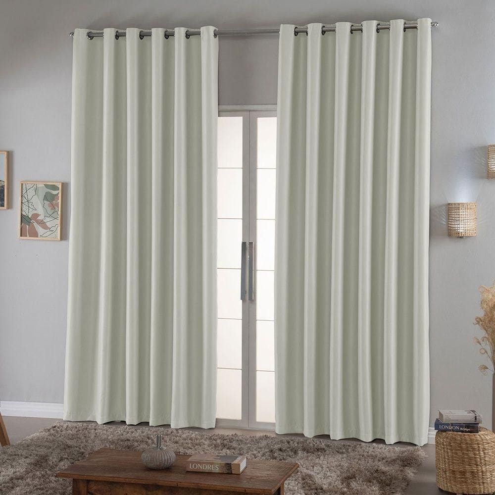 Cortina Blackout 2,00m X 1,30m Em Tecido Requinte 100% Poliéster - Palha