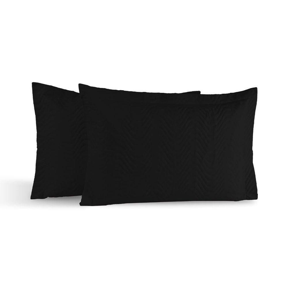 Kit 02 Portas Travesseiros Percal 180 Fios Silver 60% Algodão 40% Poliéster - Preto