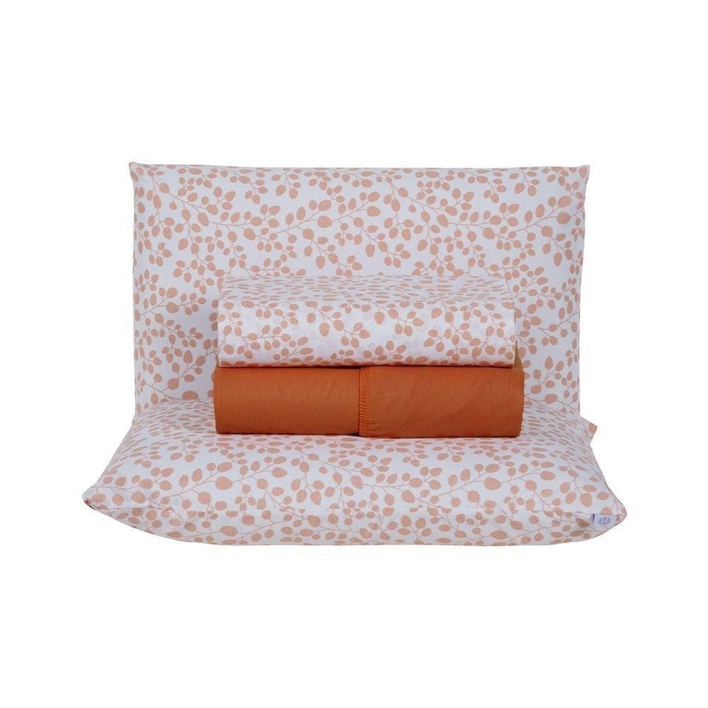 Jogo De Lençol 4 Peças King Percal 180 Fios Homme 60% Algodão 40% Poliéster - Lilith Laranja