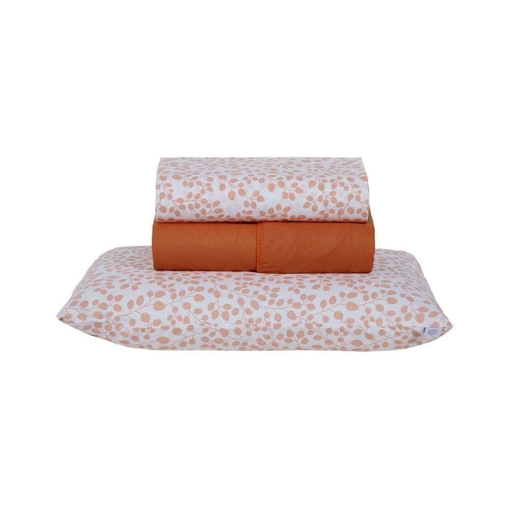 Jogo De Lençol 3 Peças Solteiro Percal 180 Fios Homme 60% Algodão 40% Poliéster - Lilith Laranja