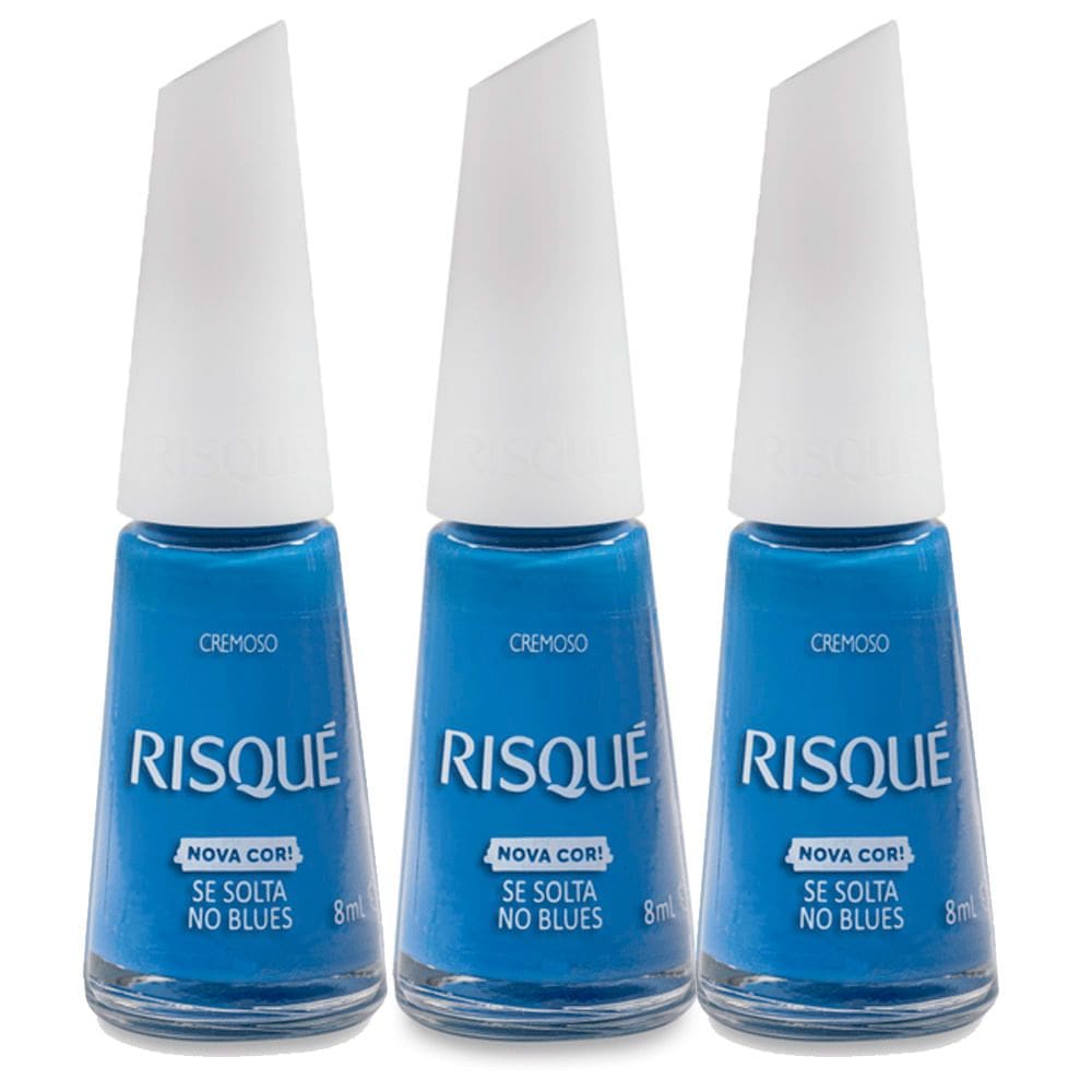 Kit 3 Esmalte Risqué Cremoso Nova Cor Se Solta no Blues 8ml
